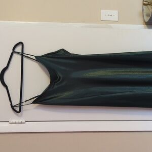 Cowl neck satin slip dress